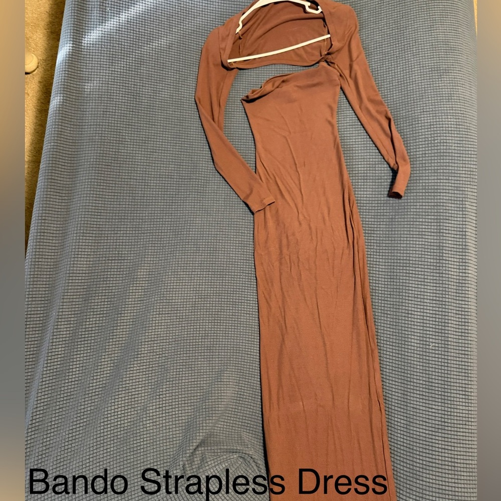 Elegant Brown Strapless Dress